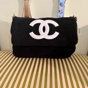 CHANEL Black Precision Bag with White CC Emblem